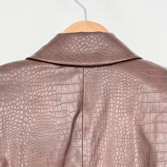 Veronica Beard Cooke Dickey Blazer in Brown Faux Crocodile Vegan Leather Size 2 - Picture 13 of 16